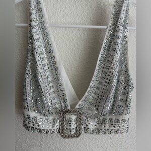 12th tribe rhinestone crop top